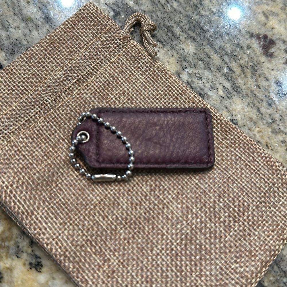 Coach Hang Tag Replacement Piece Leather Wine Burgundy - Picture 3 of 4